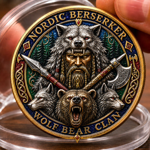 Nordic Berserker Wolf Bear Clan Commemorative Coin GFTOHNL1628