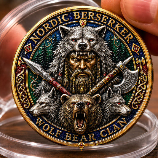 Nordic Berserker Wolf Bear Clan Commemorative Coin GFTOHNL1628