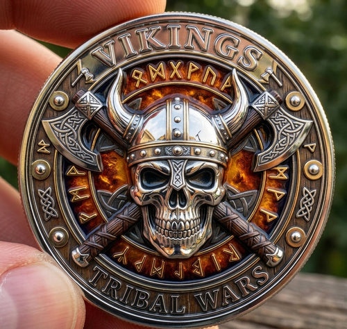 Vikings Tribal Wars Skull Commemorative Coin GFTOHNL1629