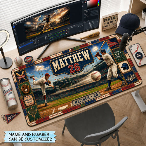 Personalized Baseball Pitching Showdown Desk Mat QTCUZ GFTOHNL1819