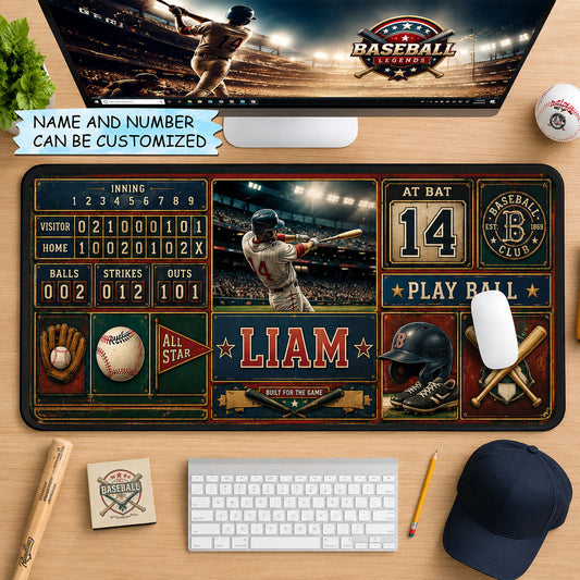Personalized Baseball Vintage Scoreboard Desk Mat QTCUZ GFTOHNL1821