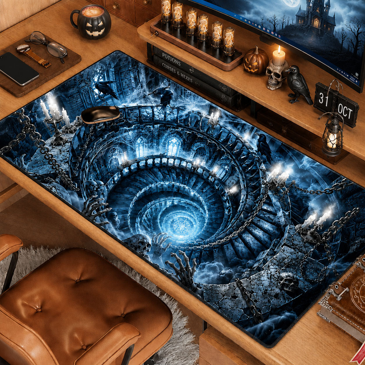 Haunted Spiral Catacombs Horror Halloween Desk Mat GFTOHNL1847