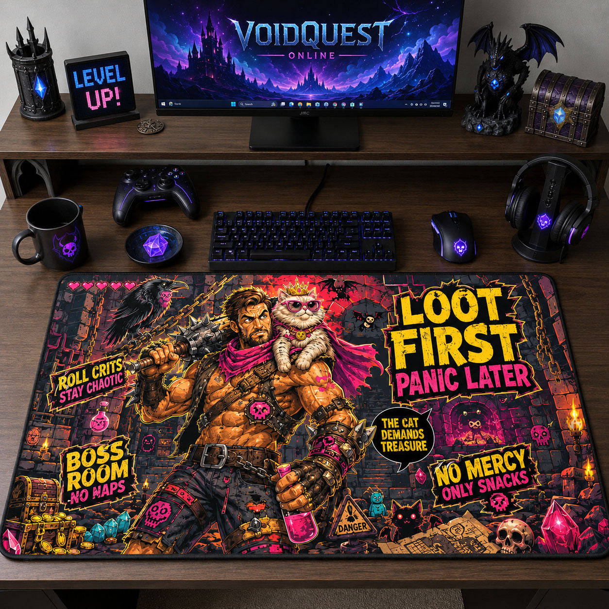 Loot First Panic Later Gaming Desk Mat GFTOHNL1853