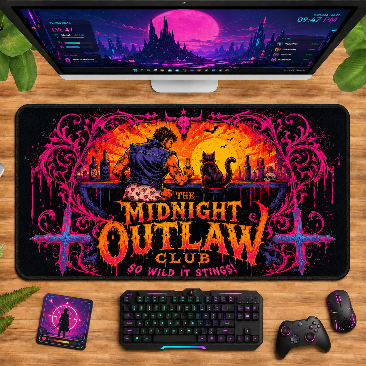 Midnight Outlaw Club Gaming Desk Mat GFTOHNL1855