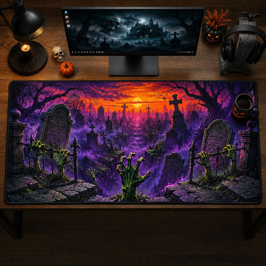 Zombie Hands Graveyard Sunset Desk Mat GFTOHNL907 C2
