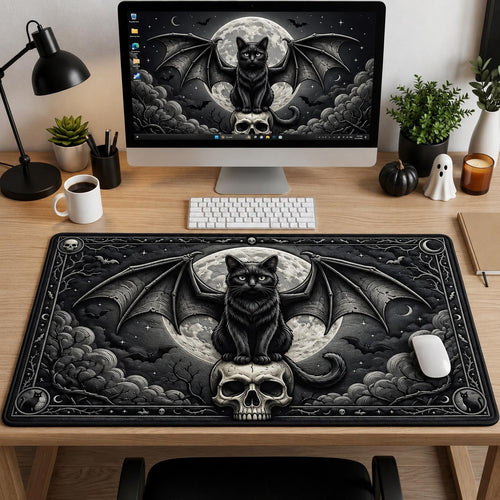 Gothic Black Cat Skull Desk Mat GFTOLAN1369