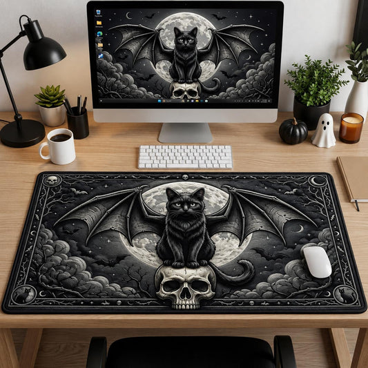 Gothic Black Cat Skull Desk Mat GFTOLAN1369