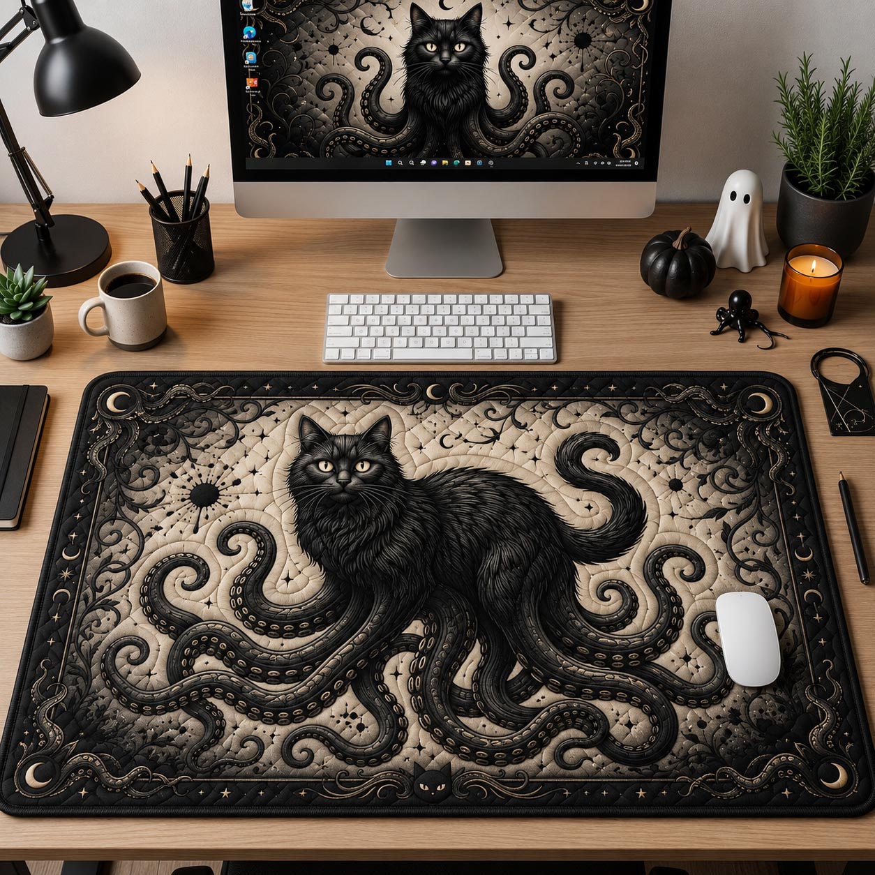 Eldritch Black Cat Octopus Desk Mat GFTOLAN1370