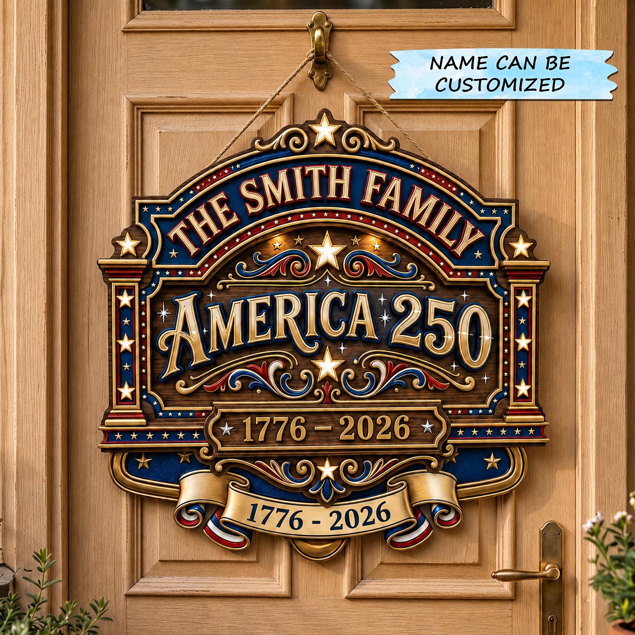 Liberty Stars Wooden Door Sign QTCUZ GFTOMA11959