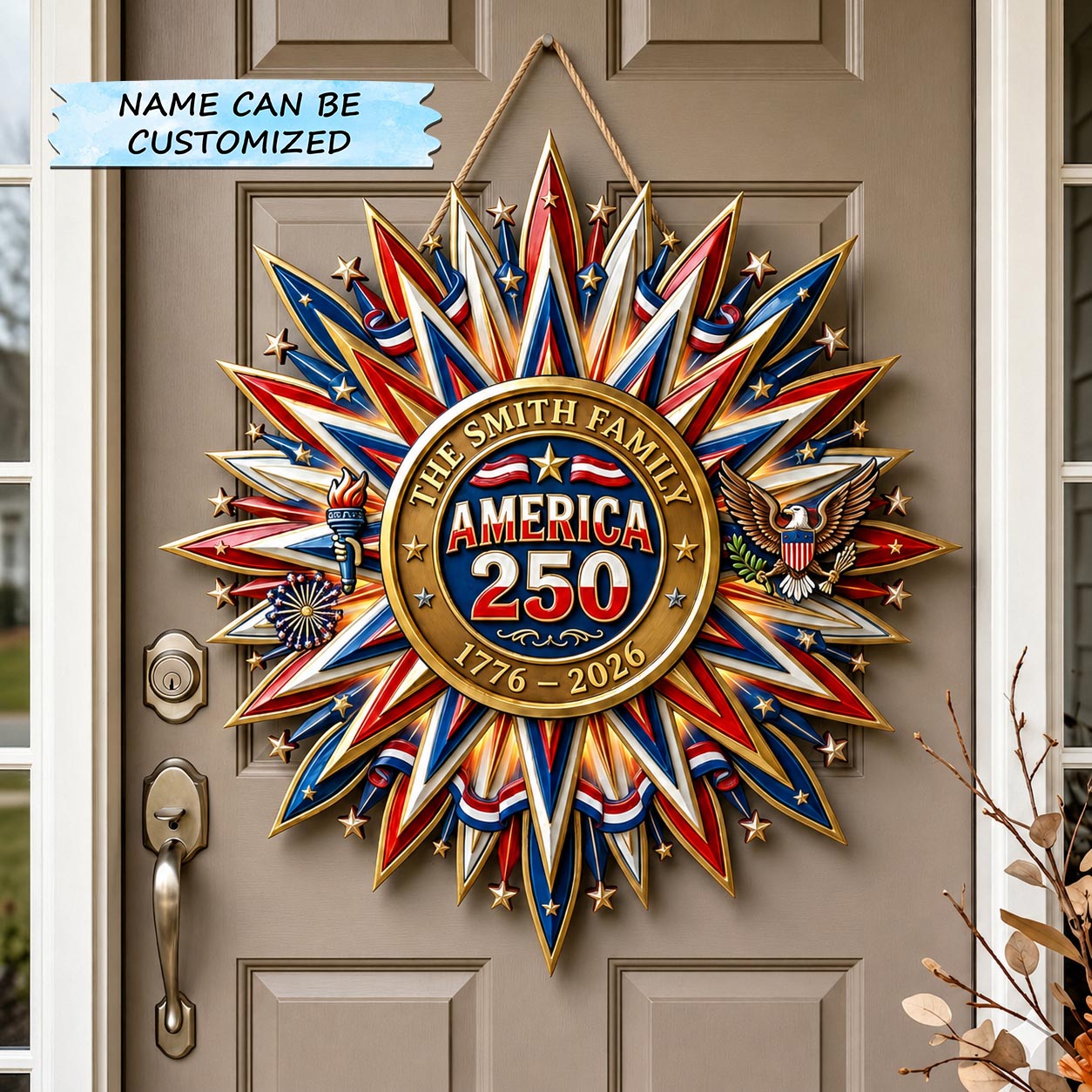 American Glory Wooden Door Sign QTCUZ GFTOMA11962