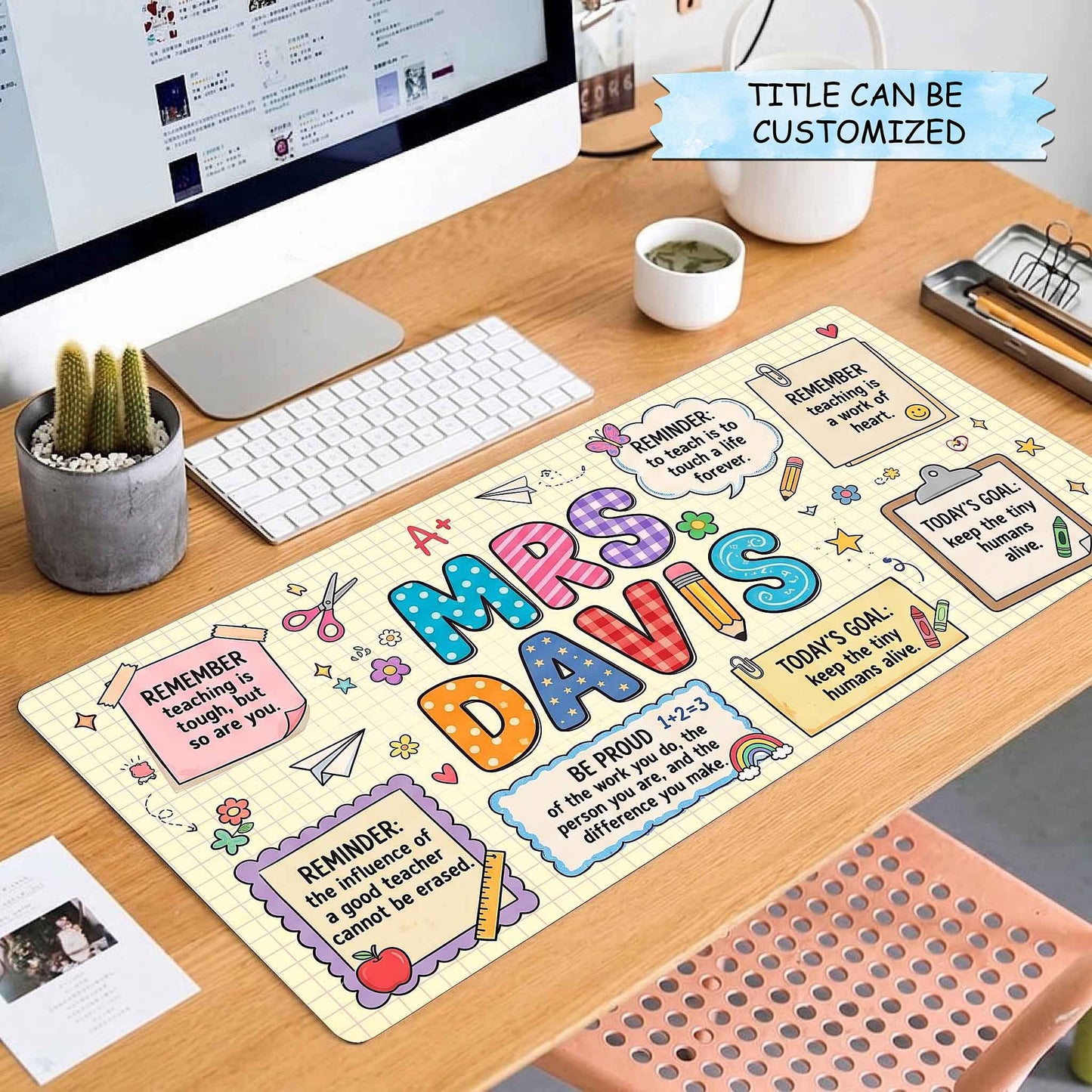 Personalized Best Teacher Ever Desk Mat QTCUZ GFTOTP20424