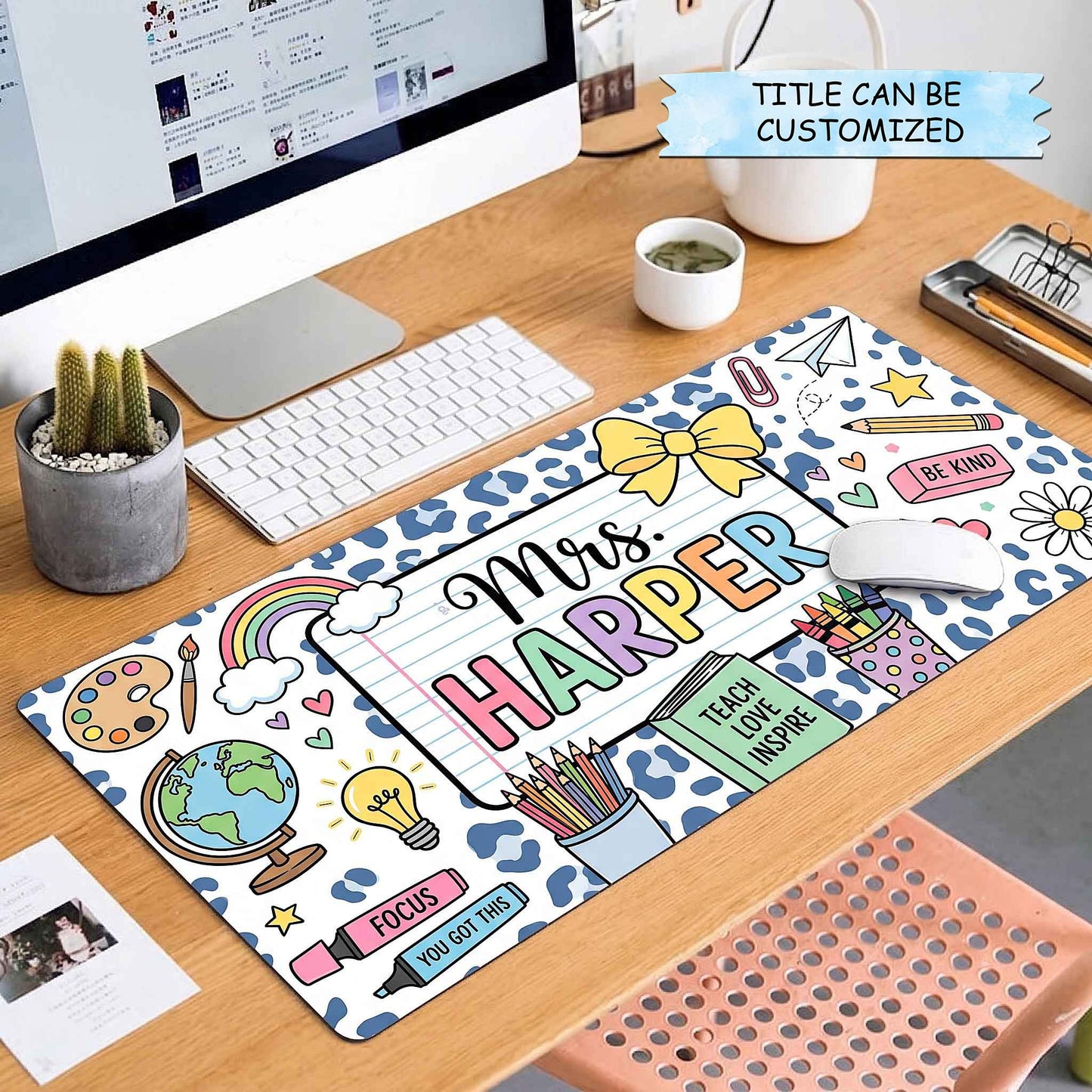 Personalized Best Teacher Ever Desk Mat QTCUZ GFTOTP20427