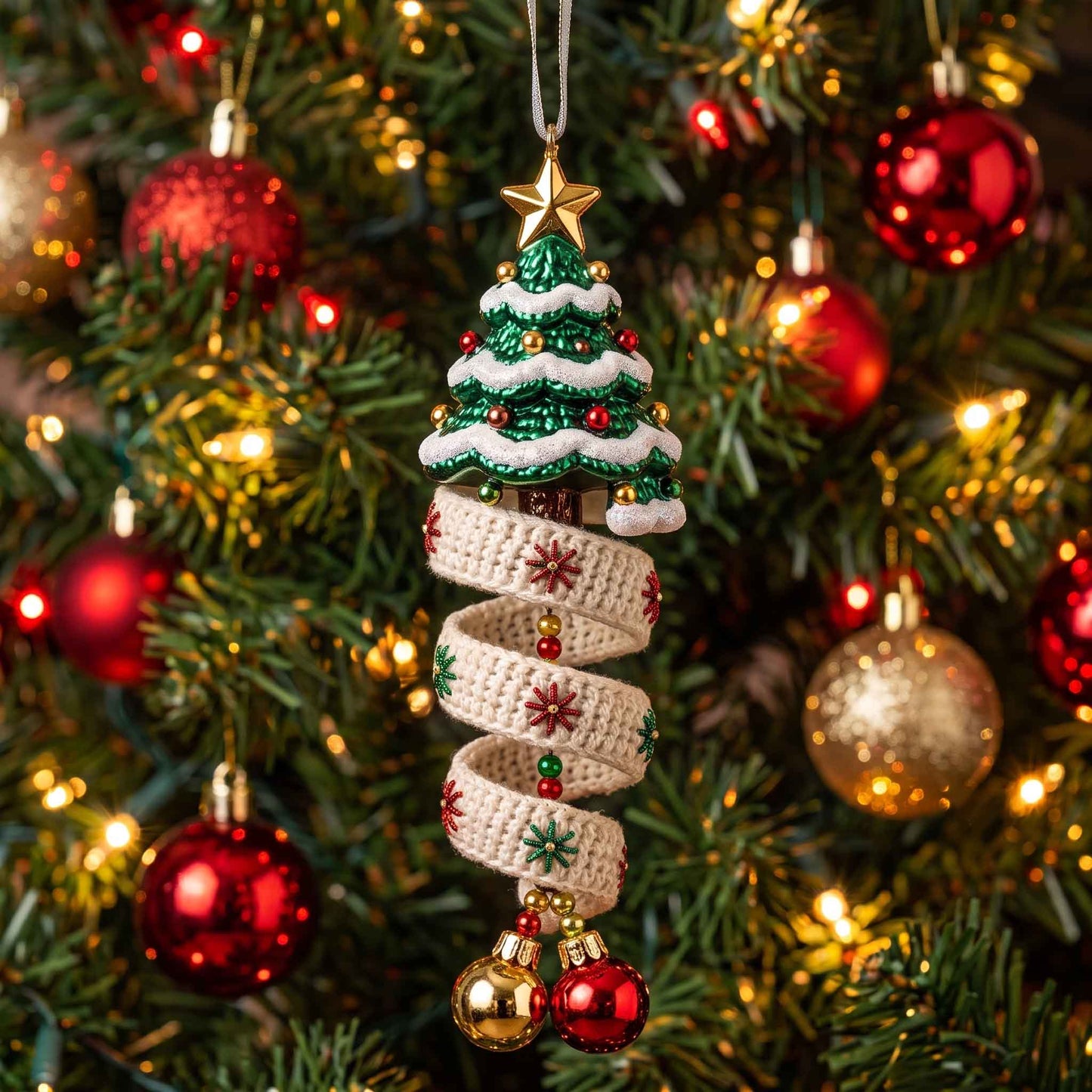 Yuletide Spiral Christmas Mica Ornament GFTOTP20838