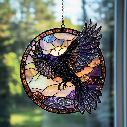 Mystic Raven Stained Glass Suncatcher GFTOTP5066