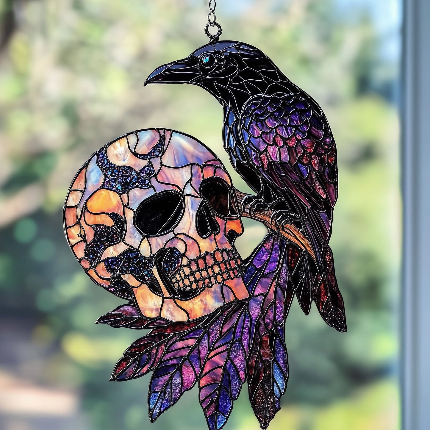 Mystic Raven Stained Glass Suncatcher GFTOTP5068