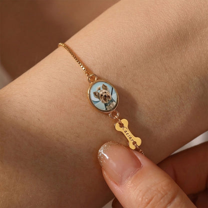 Personalized Pet Photo Bracelet - Gift For Dog And Cat Lover - Custom Photo & Name Engraving