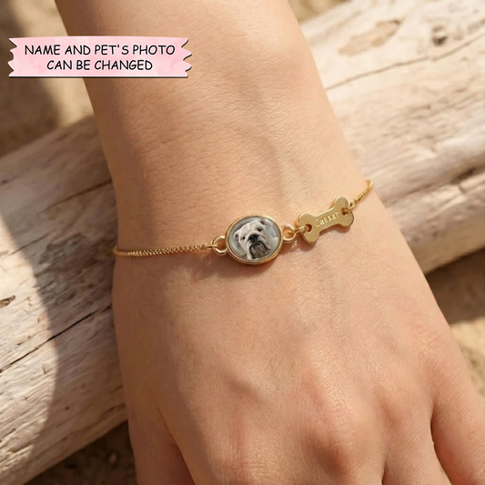 Personalized Pet Photo Bracelet - Gift For Dog And Cat Lover - Custom Photo & Name Engraving GFTOTP18225