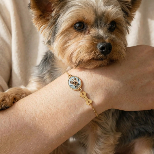 Personalized Pet Photo Bracelet 🐶😺 Gift For Dog And Cat Lover 🎁 Custom Photo & Name Engraving