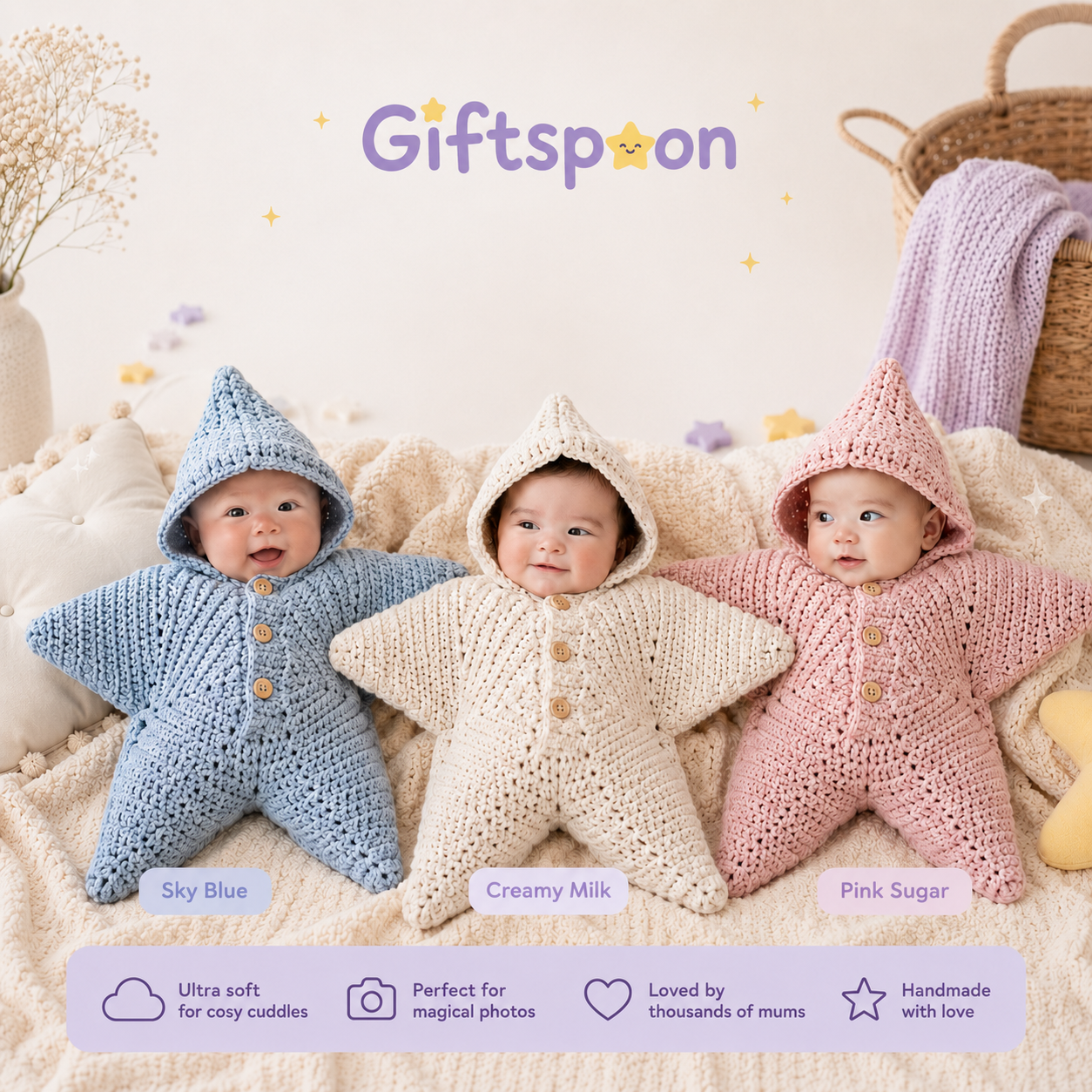 Cozy Crochet Baby Star Suit for Newborns and Toddlers