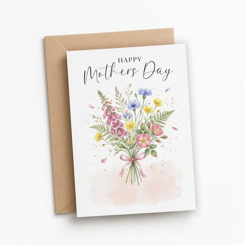 Happy Mother's Day Card 💐 Watercolor Wildflower Bouquet